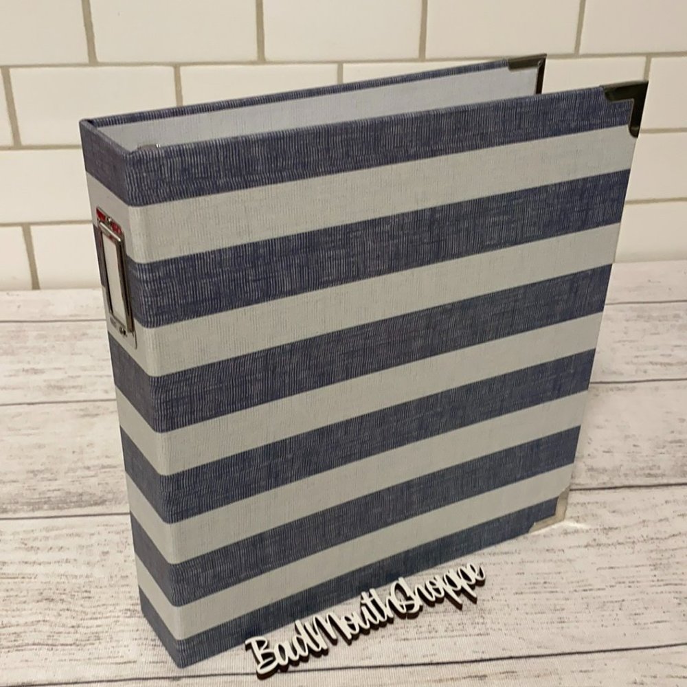 The Paper Studio Blue White Nautical Stripe Scrapbook Notebook Binder